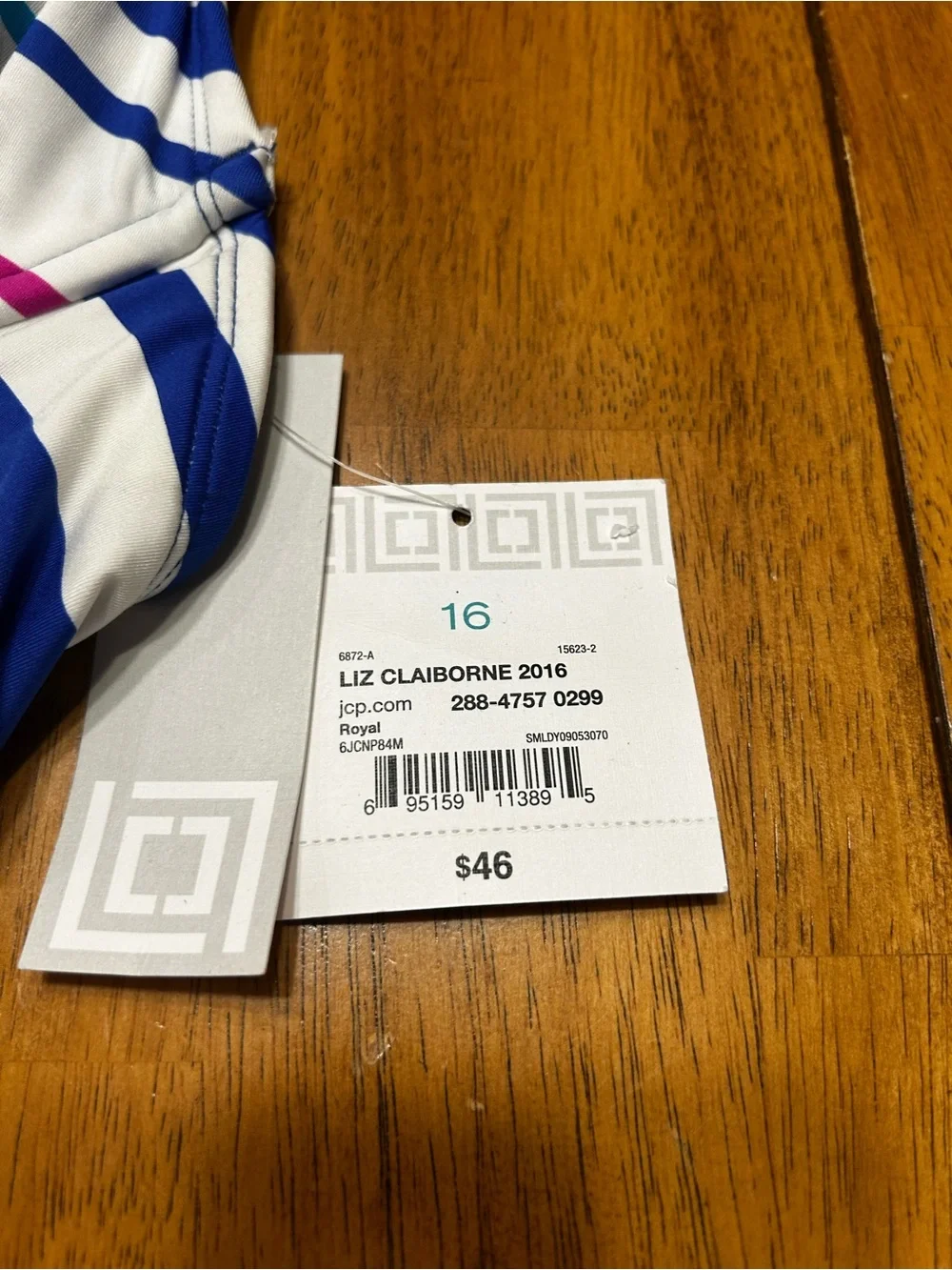 Liz Claiborne Blue and White Striped Halter Bikini Top One-Piece